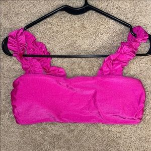 Hot pink ruffle bikini top